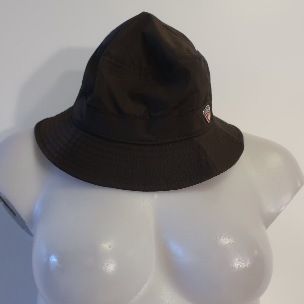 Womens Postcard Brown Nylon Bucket Hat Size 40/M